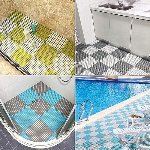 Oulou Non-Slip Bath Mats, Large Bathroom Floor Mats, Anti-Slip Floor Mats, Washing Area Mats, DIY Bath Mats, Antibacterial, Quick-Drying, Odorless, Fa