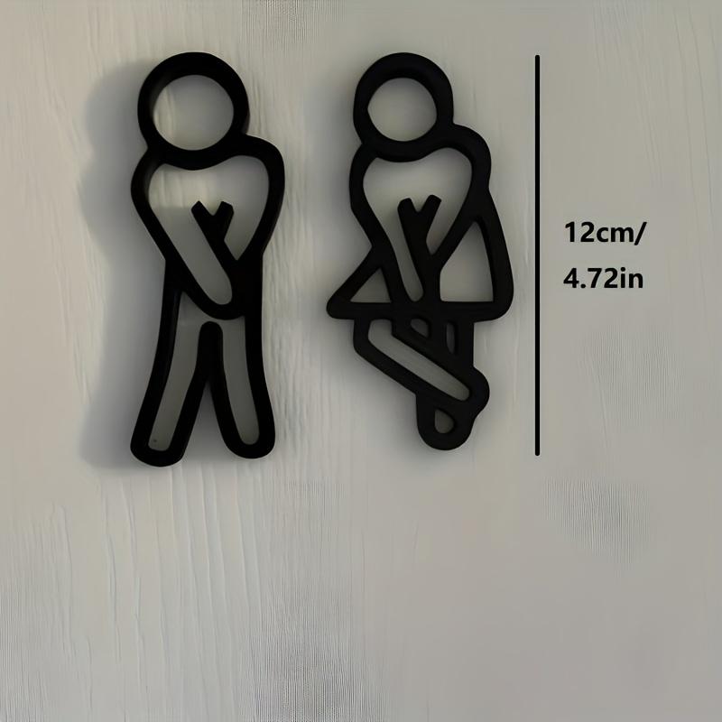 2pcs Modern Bathroom Door Sign Decoration | Men and Women Toilet Sign, Guest Bathroom Hanging Decoration, Embellishment