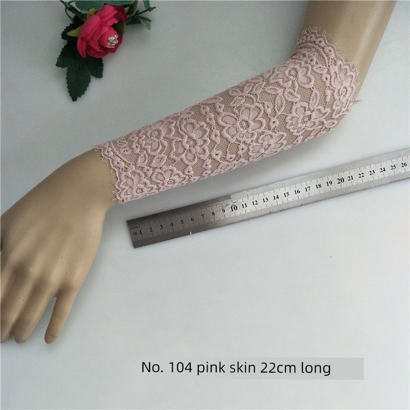 

Elbow Warm Huzhou Fake Sleeve Women Thin Lace Fashion Sun Protection Small Arm Sleeve Dark Purple Protective Arm Sleeve Gloves No. 104 pink skin color pair M
