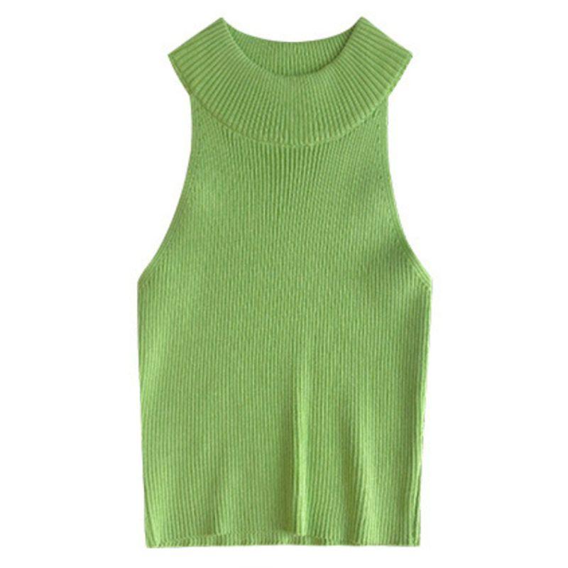 round Neck Elastic Narrow Shoulder Sleeveless Vest