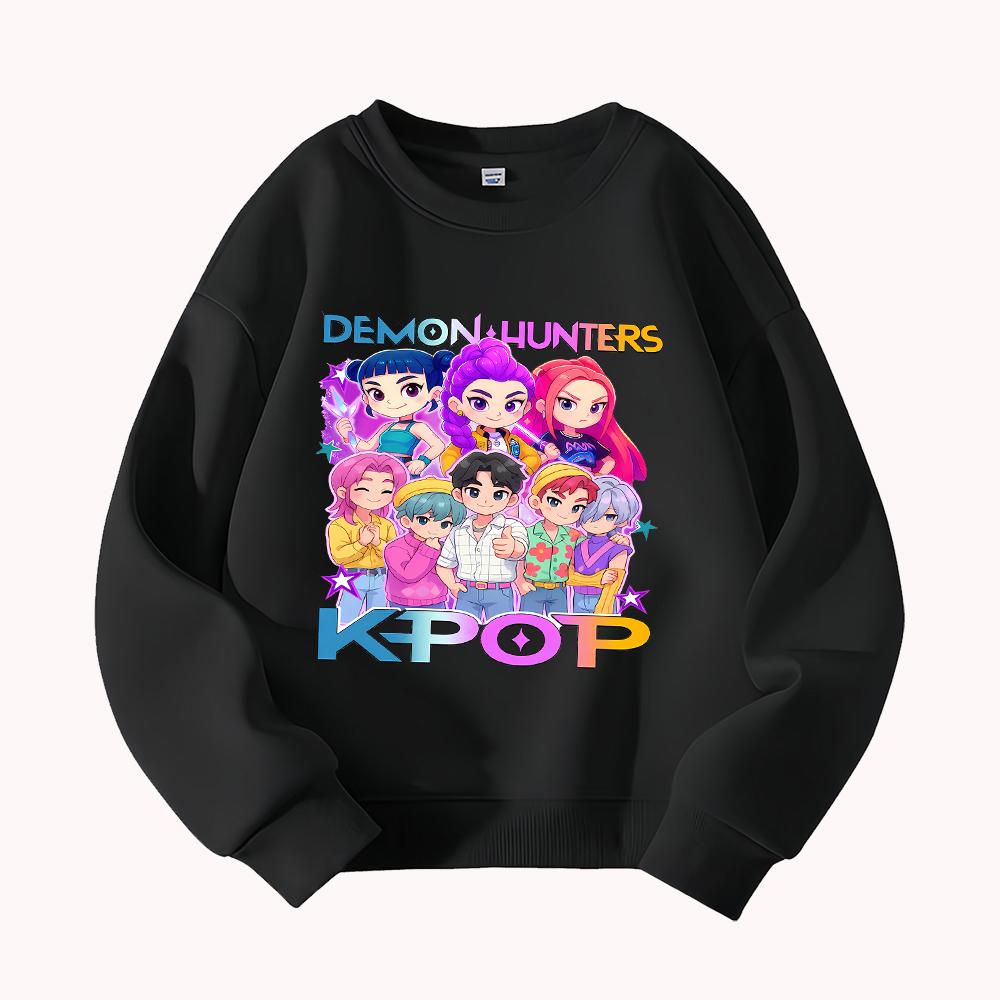 Kpop Lovci démonů Grafický potisk Mikina s kulatým výstřihem pro muže ženy teenagery Ležérní móda Dlouhý rukáv Pulovr Top