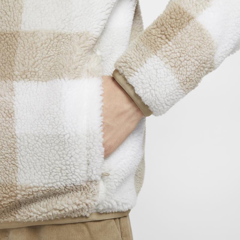 Nike Comfortable Soft Stand Collar Fleece Jacket Men Jackets Khaki Sail-White Light-Bone FZ0898-247