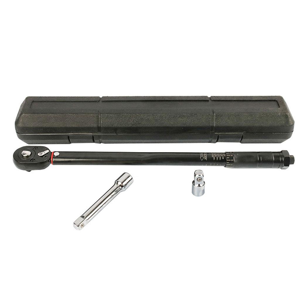 1/2 Inch Drive Click Torque Wrench 5-100 Ft-lb Dual-Direction Adjustable Torque Wrench Set with Extension & Adapters