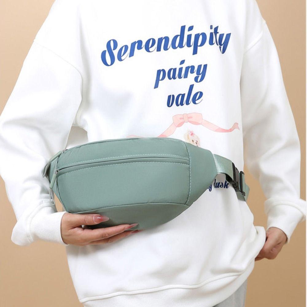 Fashion Solid Color Waist Bag Waterproof Double Layer Chest Bag Double Pocket Shoulder Bag Travel