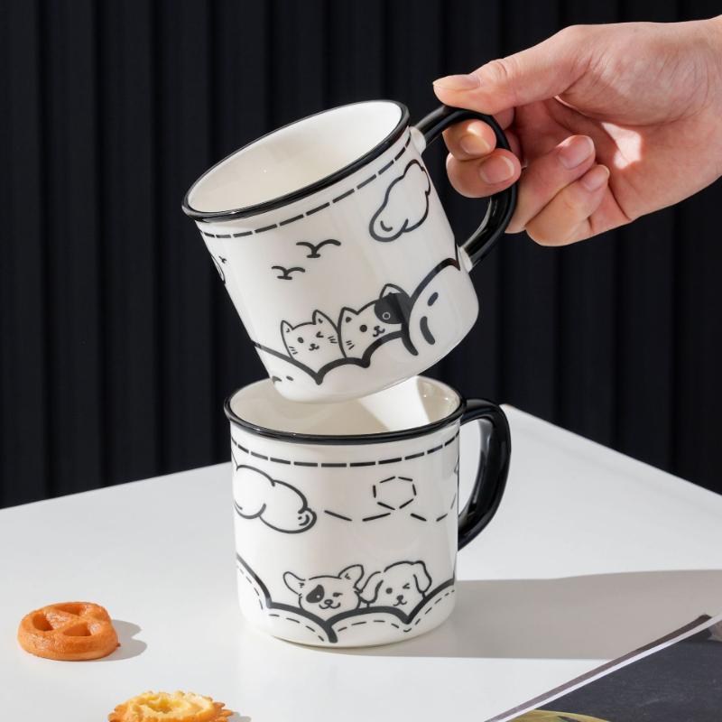 Vintage Cute Ceramic Mug for Office Home Use High Aesthetic Water Cup Unisex Gift Souvenir Coffee Tea Cup