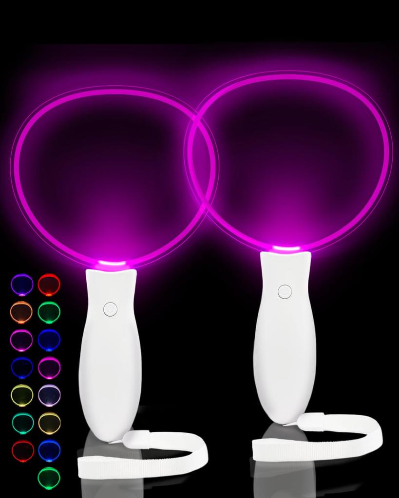 DINETTE Acrylic Concert LED Fan Lights, 15 Colors, Set of 2, Color-Changing, with Strap, Requires AAA Batteries
