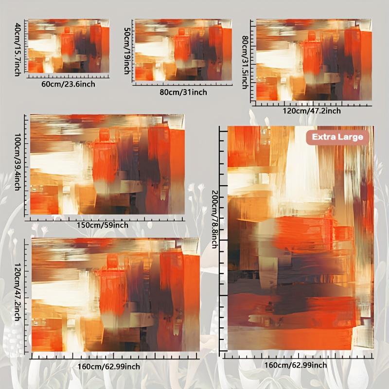 1 ks Živý abstraktní koberec - Polyester omyvatelný v pračce, Teplý oranžový & béžový geometrický vzor, Perfektní pro obývací pokoj, Postel