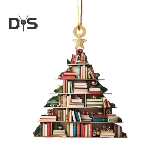 Christmas Tree Pendant Acrylic Tree Shape Book Cucumber Ornament Xmas Tree Hanging Decoration for Indoor Outdoor Winter Decor