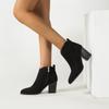 Damen Spitze Zehen klobiger Absatz Kurze Stiefel Wildleder Knöchel Winter Tägliches Tragen