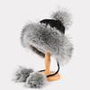 Plush knitted hat women's winter plush thickened imitation fur wool hat cute hairball ear hat
