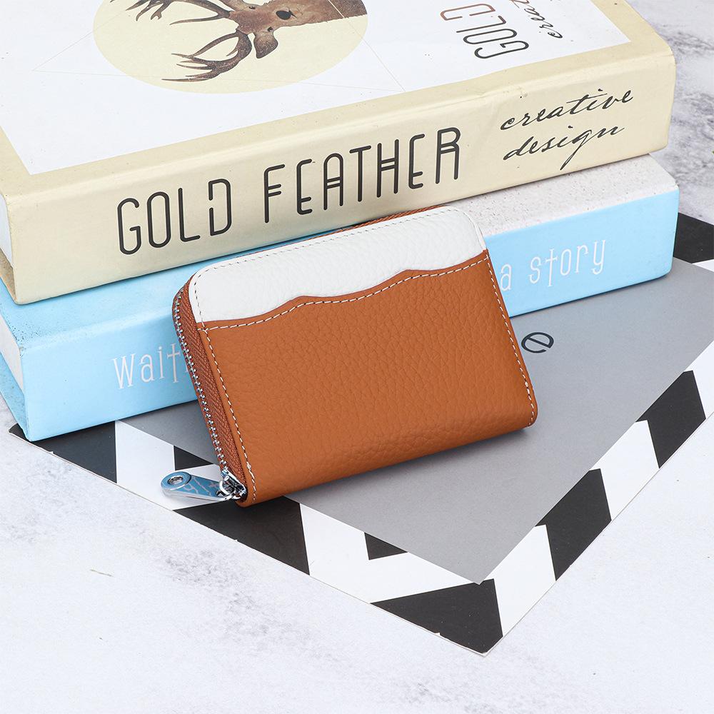 Cowhide Multifunctional Zipper Change Purse Women's Fashionable Coin Bag Genuine Leather Card