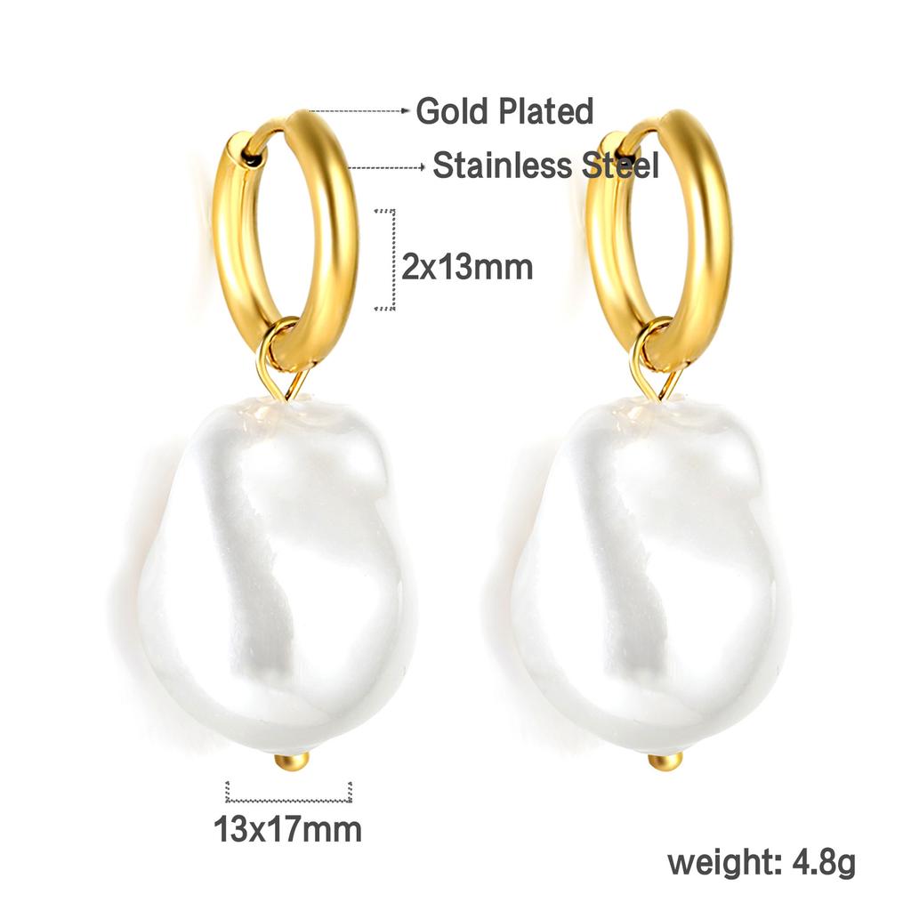 Elegant Baroque White Pearl Earrings Fashionable High-End Pearl Jewelry