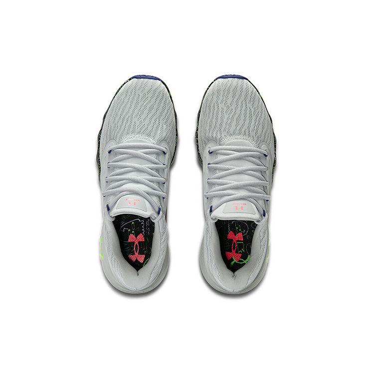 Under Armour Charged Vantage Fun CN Comfortable Fabric Synthetic Leather Low Top Casual Running Shoes Men sneaker Gray Green 3026450-100