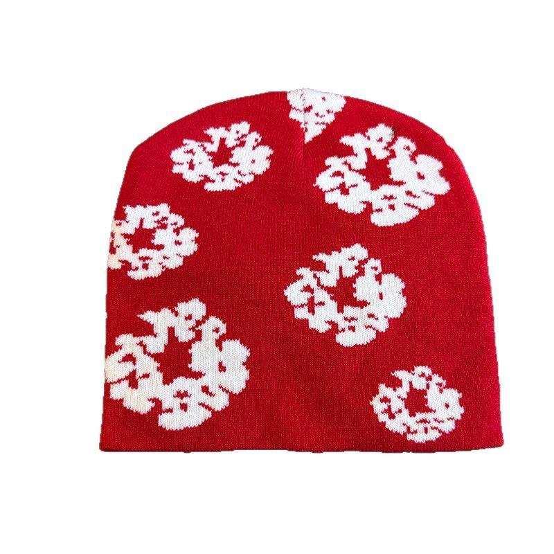 1pc Floral Print Knit Beanie for Men Women Soft Stretchy Skull Caps for Outdoor Walking,Casual Streetwear,Winter Autumn Head Hat