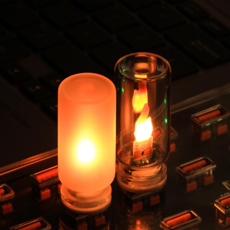 1 Set Simulated Flame Usb Flame Flickering Led Frosted Clear Glass Candle Night Light With Remote Control For Car Home Decor