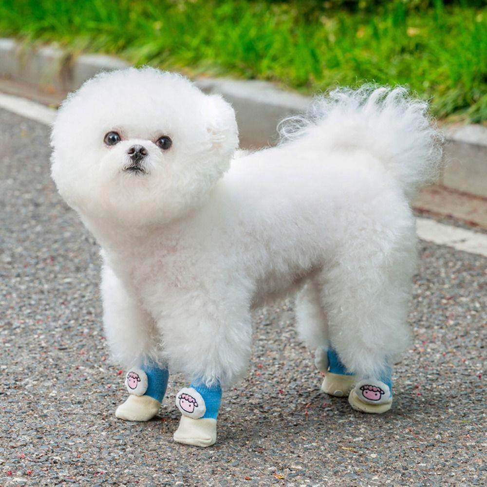 4pcs Cartoon Pet Socks Anti Slip Puppy Shoes High Quality Pet Dog Accessories