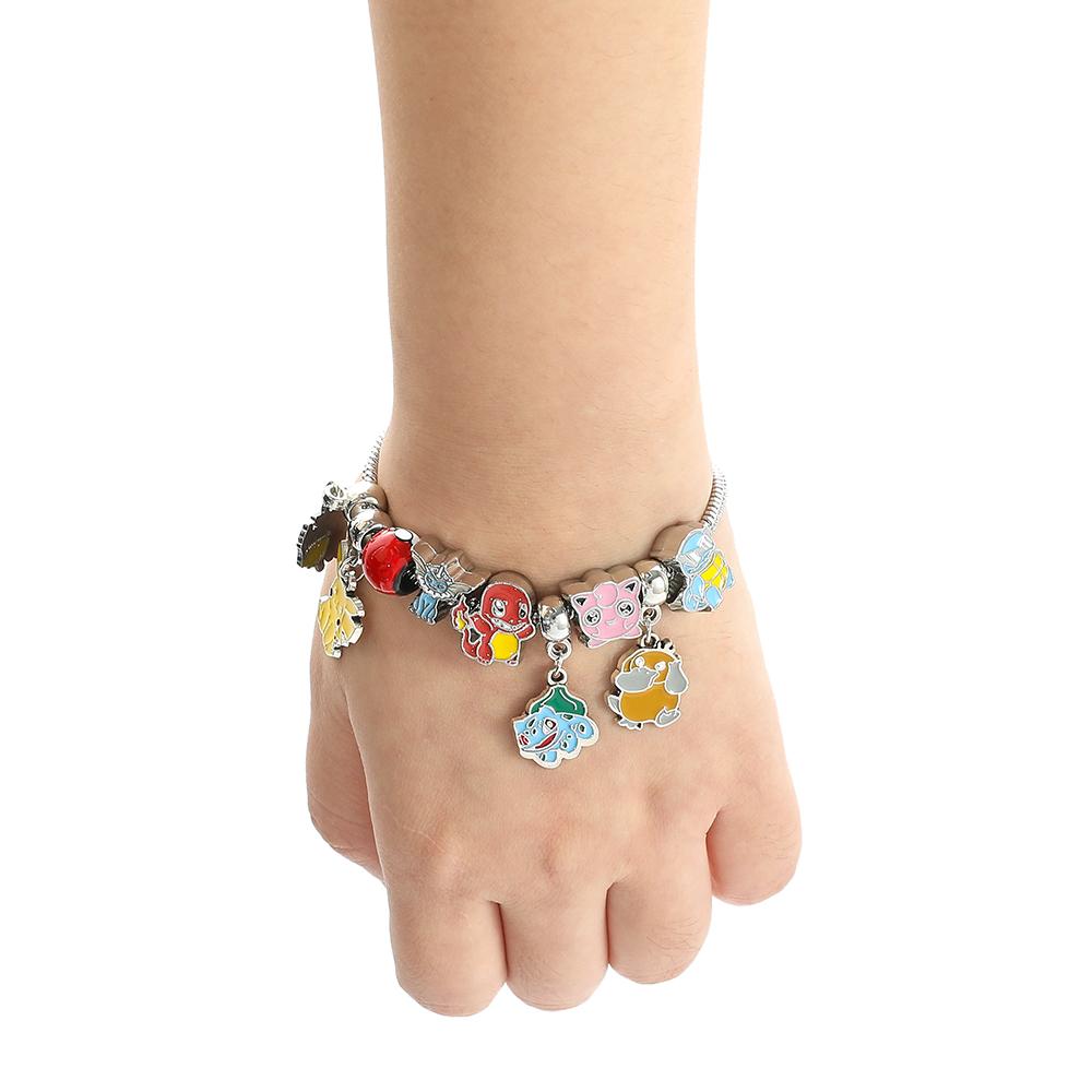 Cartoon Pikachu Psyduck Charmander DIY Bracelet Anime Figure Metal Badge Pendant Bracelet Kawaii Accessories