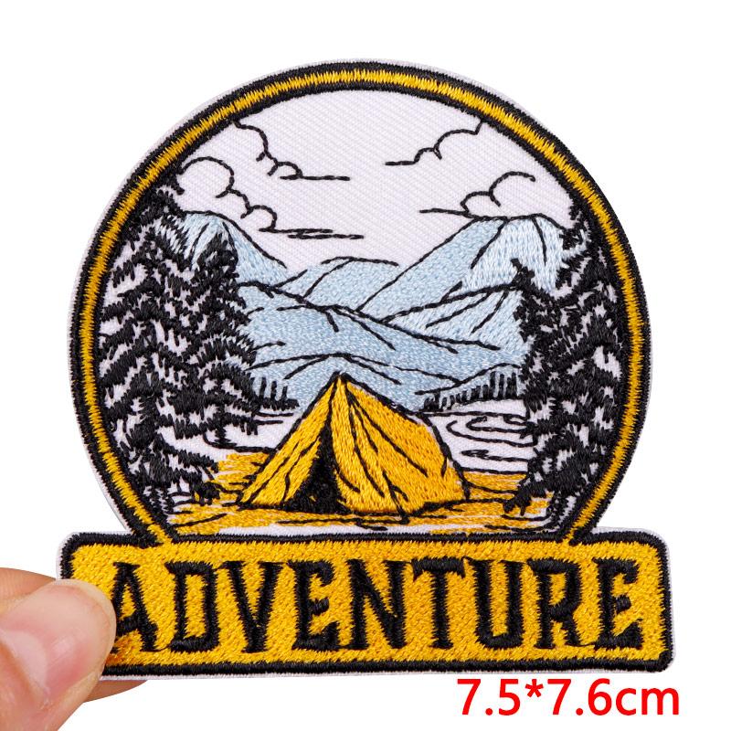 Abenteuer / Van Gogh Aufnäher Bergabenteuer Camping Gestickte Aufnäher Aufbügel-Aufnäher Für Kleidung Kamera Aufnäher Aufnähen Abzeichen DIY