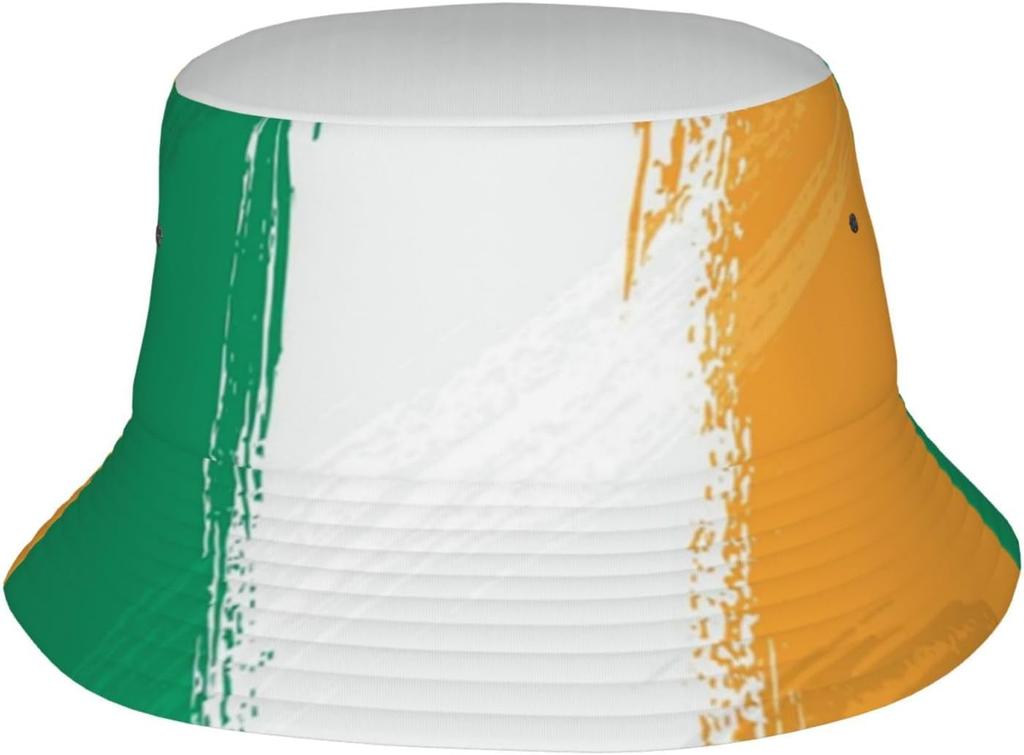 Cute Irish Ireland Flag Bucket Hat For Women Men Packable Summer Beach Sun Hats Outdoor Irish Shamrock Cap 003