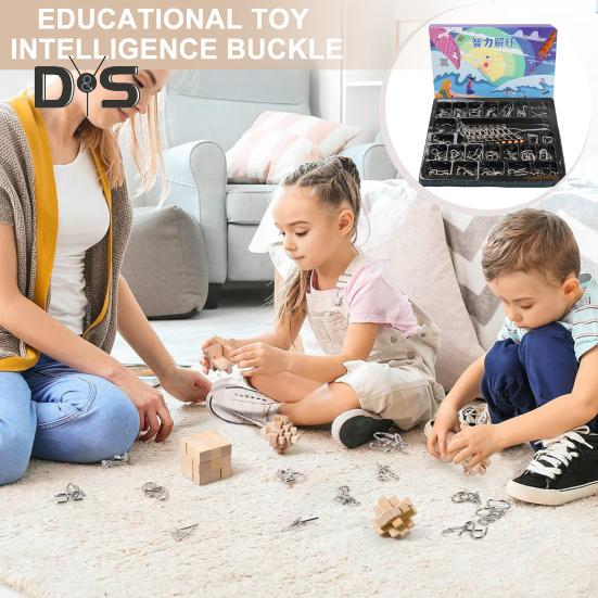 20/25/30/32/40Pcs/Set Metal Puzzle Ring Brain Teaser 3D Wire Puzzle Game Kids Adults Mind Logic IQ Test Educational Unlock Interlock Toy Toddlers
