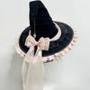 Elegant Witch Hat With Bowknot - Spooky Halloween Costume Accessory For Women, Ruched Adjustable Wizard Hat Party Supplies