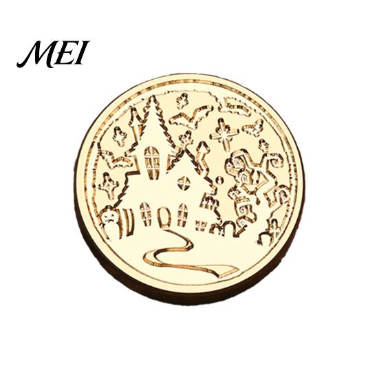 Ghost Wax Stamp Halloween Themed Brass Seal Head, Pumpkin Witch Bat Engraved Creative Gift Packaging Sealing Replacement Head for Envelope Journal