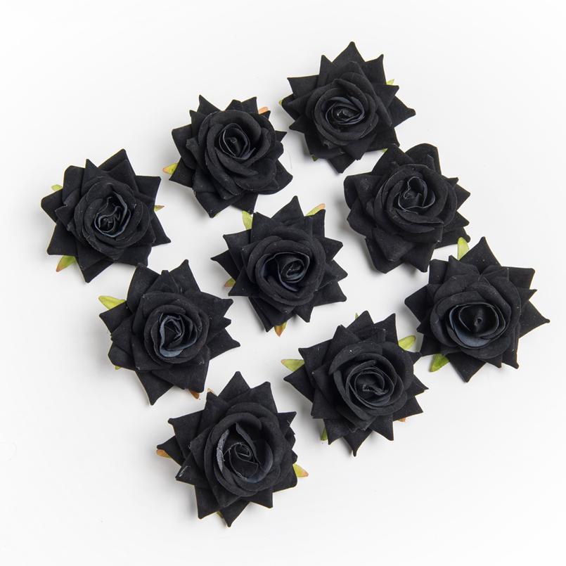 

10/30 Pieces Artificial Flowers Flannel Roses Heads Wedding Scrapbook Home Room Table Decorations Bridal Accessories Clearance 10 Pieces чёрный