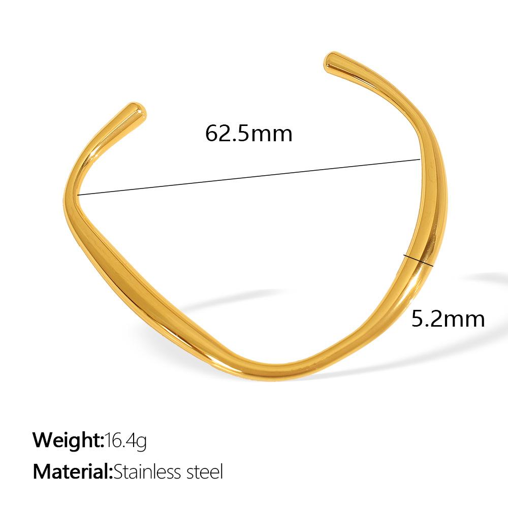 Fashion Titanium Steel Gold Plated Irregular C Shaped Open Bracelet Women