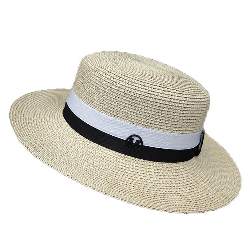 Designer M Standard Elegant Straw Hat Female French Hepburn Celebrity Seaside Vacation Beach Hat Female Summer