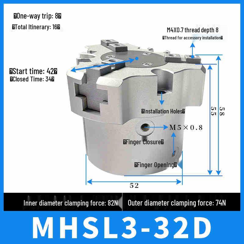 SMC Pneumatic Gripper Fingers: Two-Jaw, Three-Jaw, Four-Jaw MHS2/3/4-16D/25D/40D/50/63D
