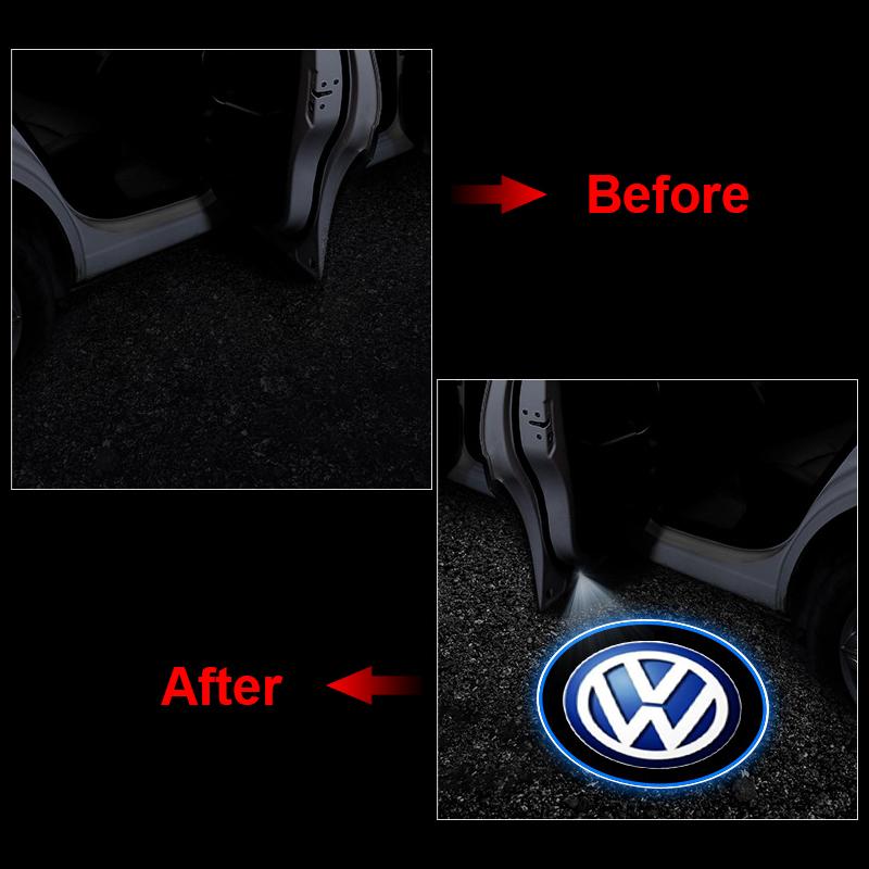 2Pcs Car Door Emblem Light LED Welcome Lamp Wireless Laser Projector For Volkswagen Golf-5 6 7 MK6 Jetta Lavida Polo Tiguan Passat B5 B6 B7