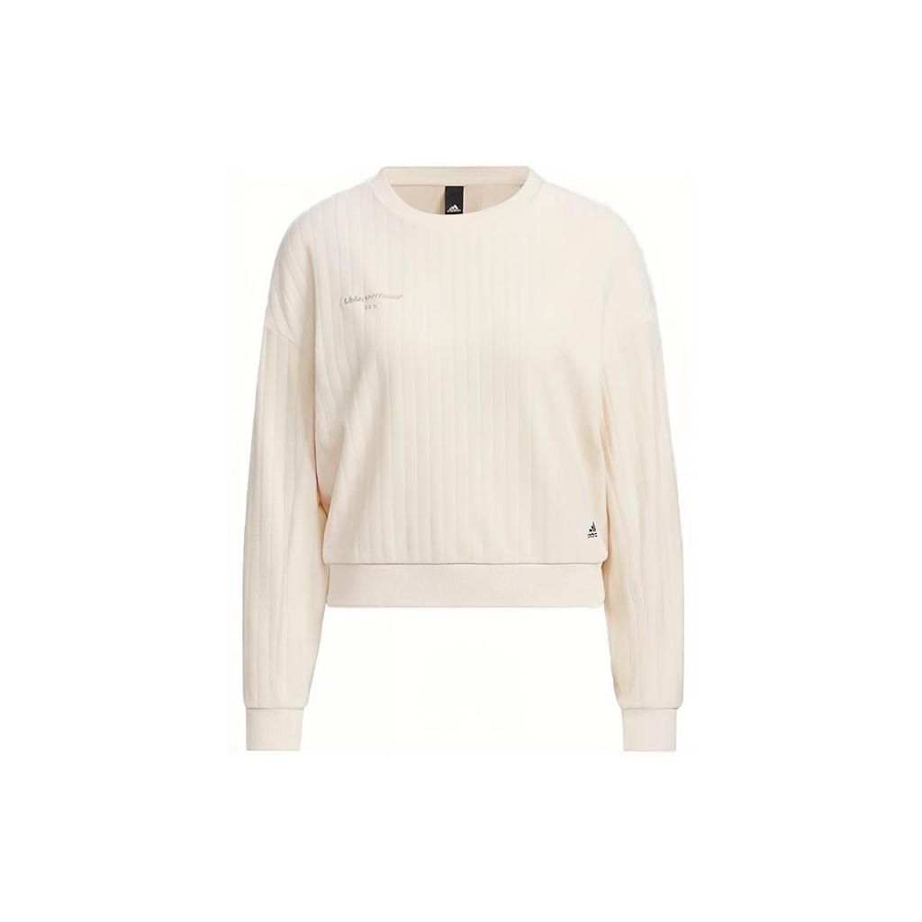 Adidas Solid Tag Logo Casual Crew Neck Sweatshirt Women Sweatshirt White IP7066