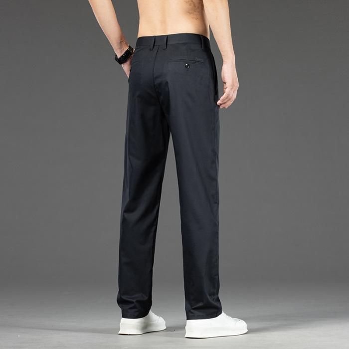 

2024 Весна и осень Новые повседневные мужские брюки из бамбукового волокна в деловом стиле, свободные эластичные универсальные брюки прямого кроя 42