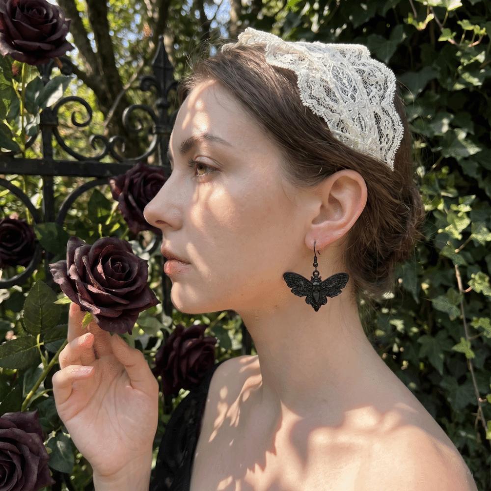 Butterfly Gothic Earrings Lightweight Halloween Dangle Earrings Skull Moth Drop Earrings  Gift