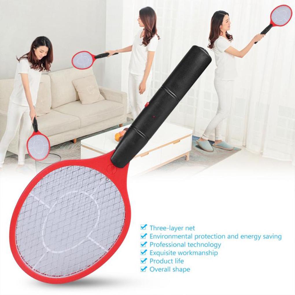 Electric Pest Swatting Pad Portable Wireless Long Handle 3 Layer Quiet Running Indicator Light Household Bedroom Racket