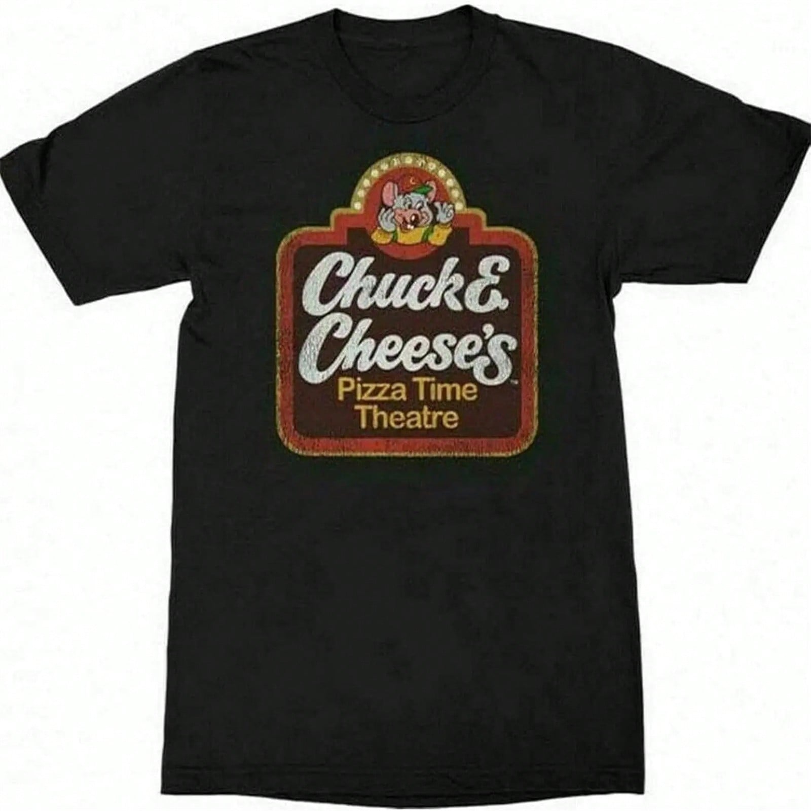 CHUCK E CHEESE S PIZZA TIME THEATER T-SHIRT unisex RETRO DISTRESSED FOOD TEE S разноцветный