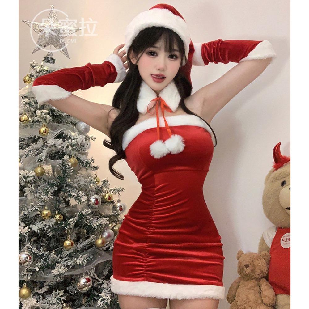 Domila Velvet Christmas Sexy Bunny Cosplay Internet Celebrity Shawl New Year's Robe Stage Performance Suit