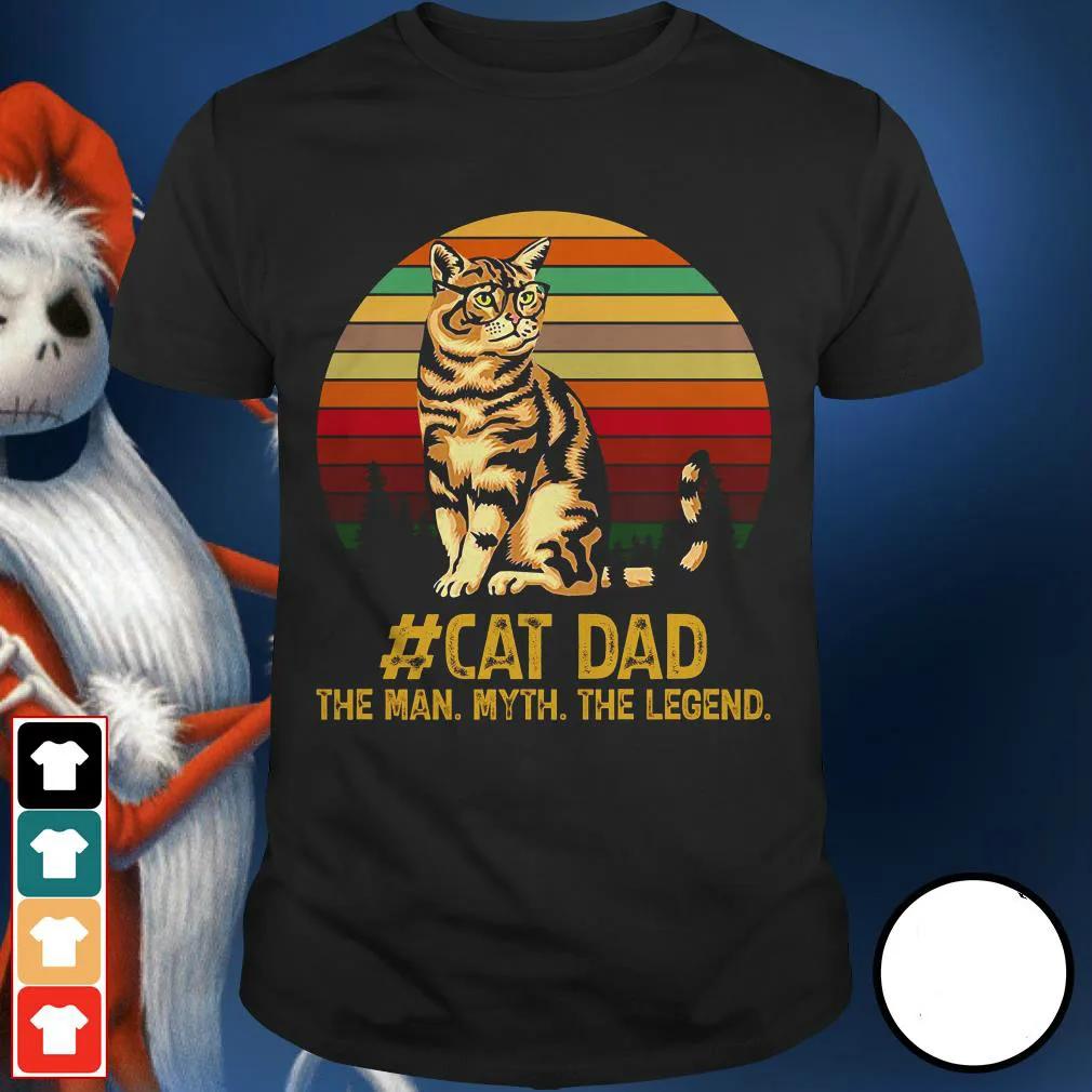 

The Man Myth The Legend Cat Dad Retro Sunset Fathers Day T Shirt New 100 Cotton Short Sleeve ONeck Tshirt Casual Mens Top S