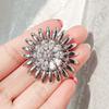 Elegant Zirconia Sunflower Brooch Pin for Suits