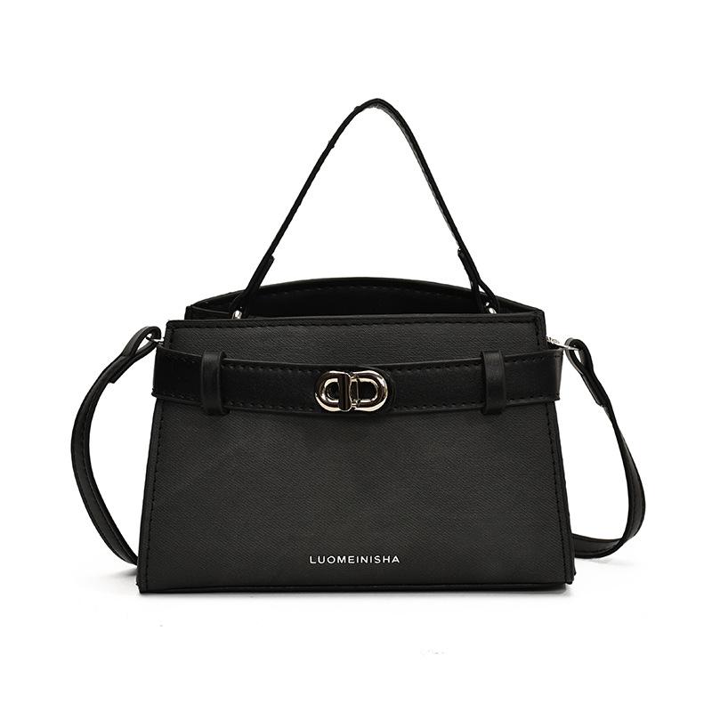 Korean Style Light Luxury Ctrasting Color Handbag Fashi Commuting Bag Women S Shoulder Bag Mini Kelly Bag Crossbody Bag 19.5x7x14CM чёрный