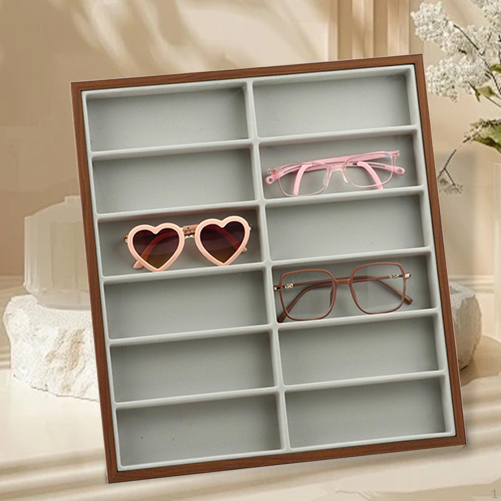 

12-слотовый дисплей для очков, многофункциональный дисплей для хранения солнцезащитных очков, для Inner Grey