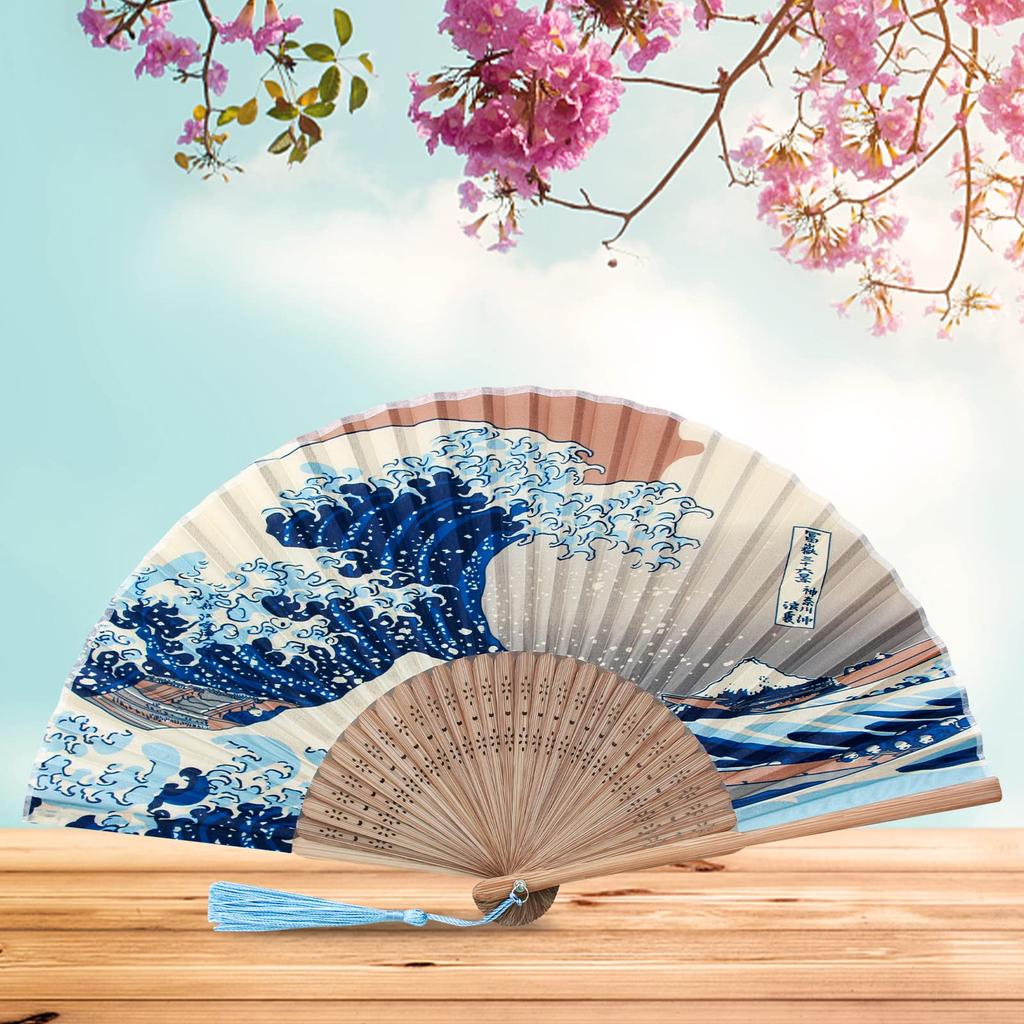 Boshiho Folding Floral Japanese Japanese Accessory Women's Fan, Bamboo, Rayon, Print, Stylish, Style, Elegant, Gorgeous,