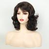 Synthetic Elegant Short Curly Wave Hair Brown Bob Wig Side Parting Wig for Women Natural Fluffy Daily Cosplay Party Use