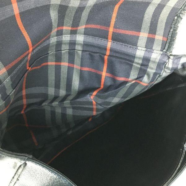 90s Vintage Burberry Leather Shoulder Bag Dark Navy Check Interior(USED)