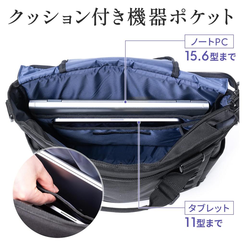 Tote Bag Ryggsäck Axelväska Tum PC-förvaring 21L Stor kapacitet A4-förvaring 15 fickor Utan logotyp Pendling till skolan Affärsryggsäck Svart [Sanwa