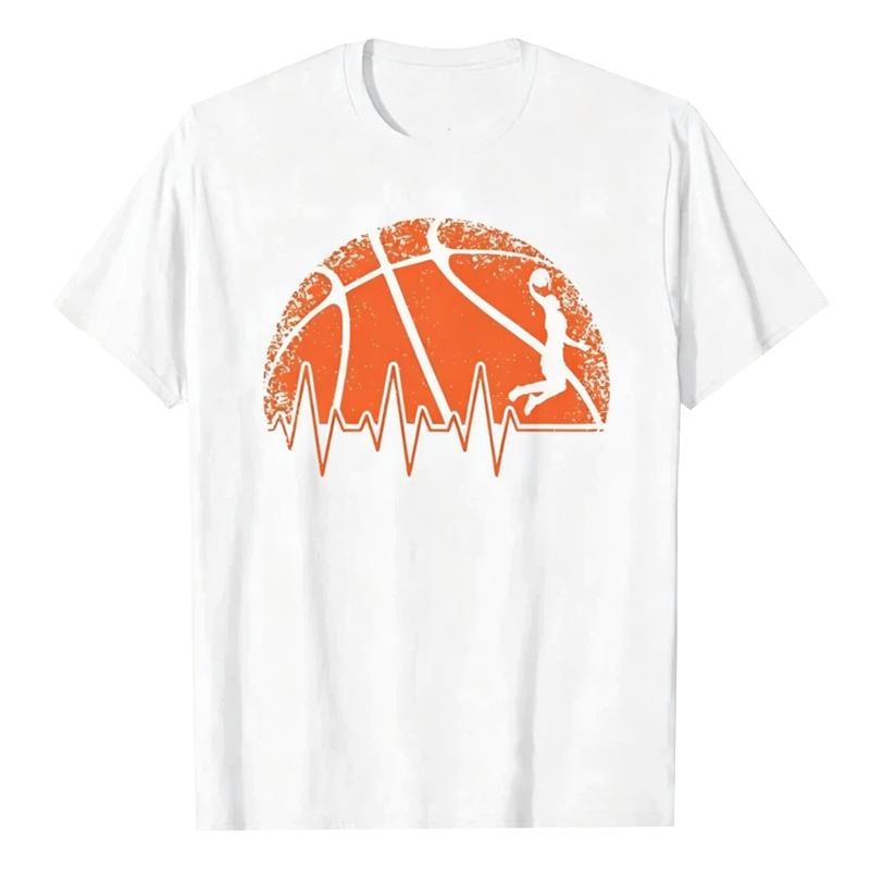 Men Clothing Basketball Heartbeat TShirt Men Birthday Gifts Short Sleeves Funny Tees Fashion Graphic Tshirts Sport Lover