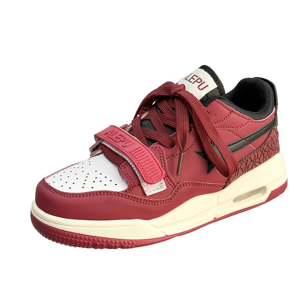 

New men s shoes high-quality real air cushion Velcro college style sports and leisure couple shoes women s thick-soled high-tide shoes 39 бордовый