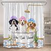Funny Bathing Dogs Shower Curtain Bathtub Wash Your Paws Cute Pet Cartoon Animals Bath Curtains Fabric Bathroom Decor with Hooks