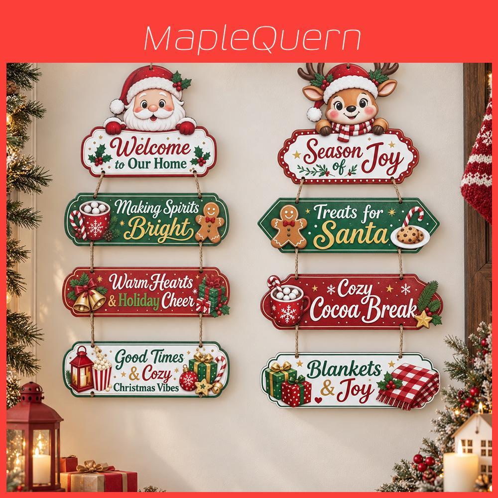 Christmas Santa Claus Wooden Hanging Ornament For Holiday Door Decor