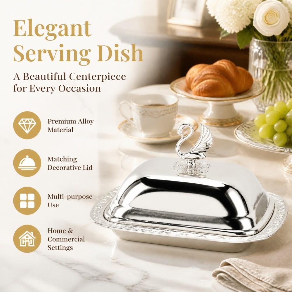 Silver Finish Covered Serving Dish European Style Candy Bowl Stylish Fruit Dish For Candies
